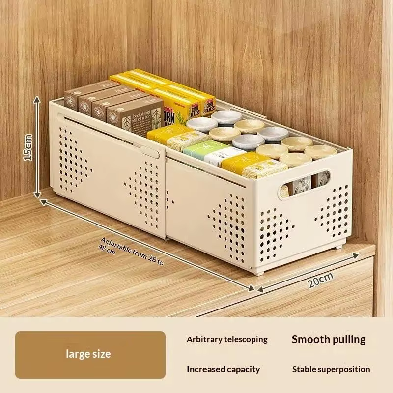 Boîte de rangement en plastique portable, empilable et rétractable pour une organisation domestique 