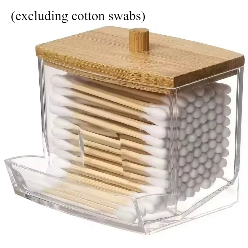 Boîte de rangement pour coton-tige, conteneur pour coton-tige à Double tête, couvercle carré Transpa