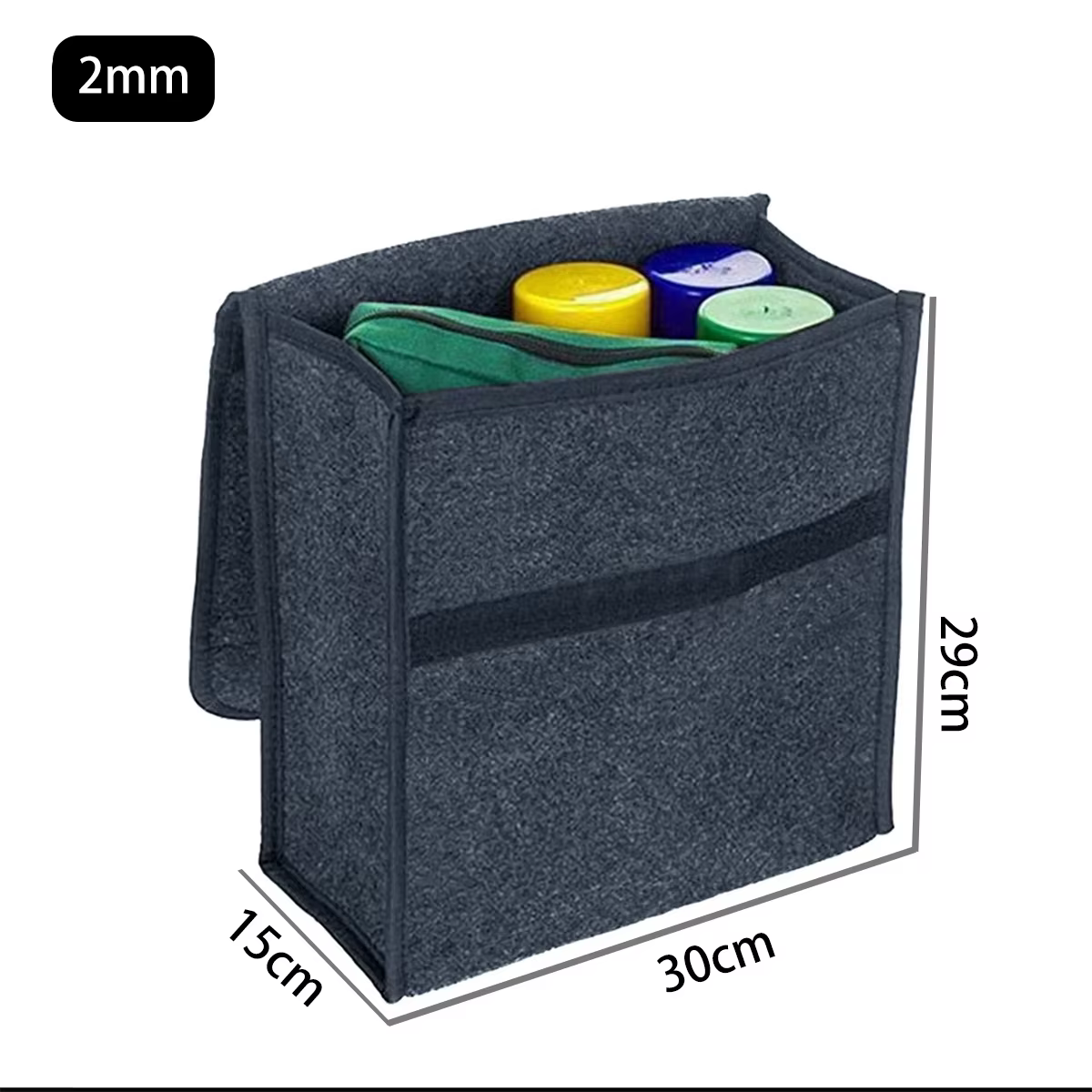 Boîte de rangement en feutre de voiture gris foncé, sac de rangement de voiture, agrandi et épaissi,