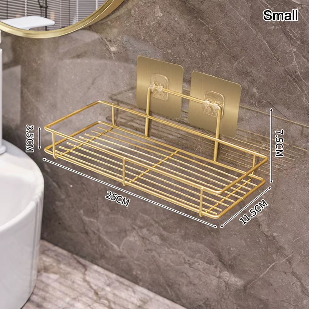 Étagère de rangement de salle de bain en métal sans perçage, multifonctionnelle, pour douche, à fixe