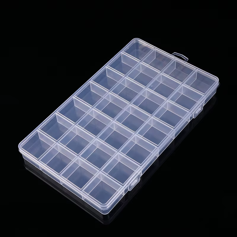 Boîte de rangement en plastique 28 grilles avec fente, grille Anti-ficelle perlée, pièces de Classif
