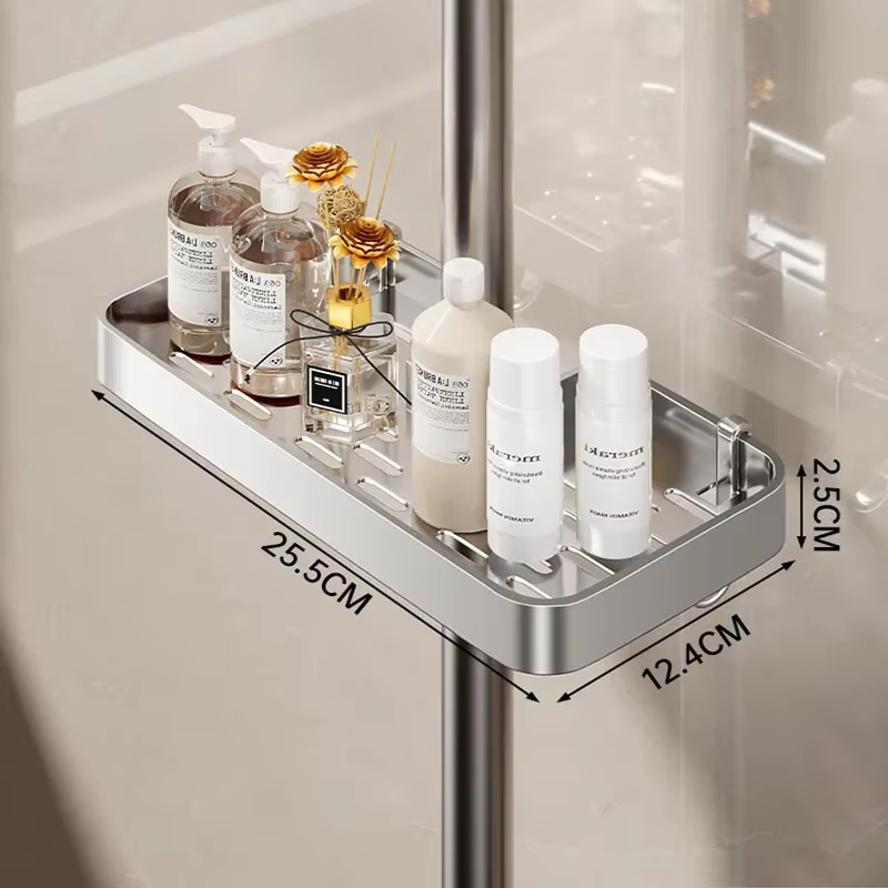 Étagère de douche, organisateur de douche, étagère de salle de bain en aluminium sans perçage, porte