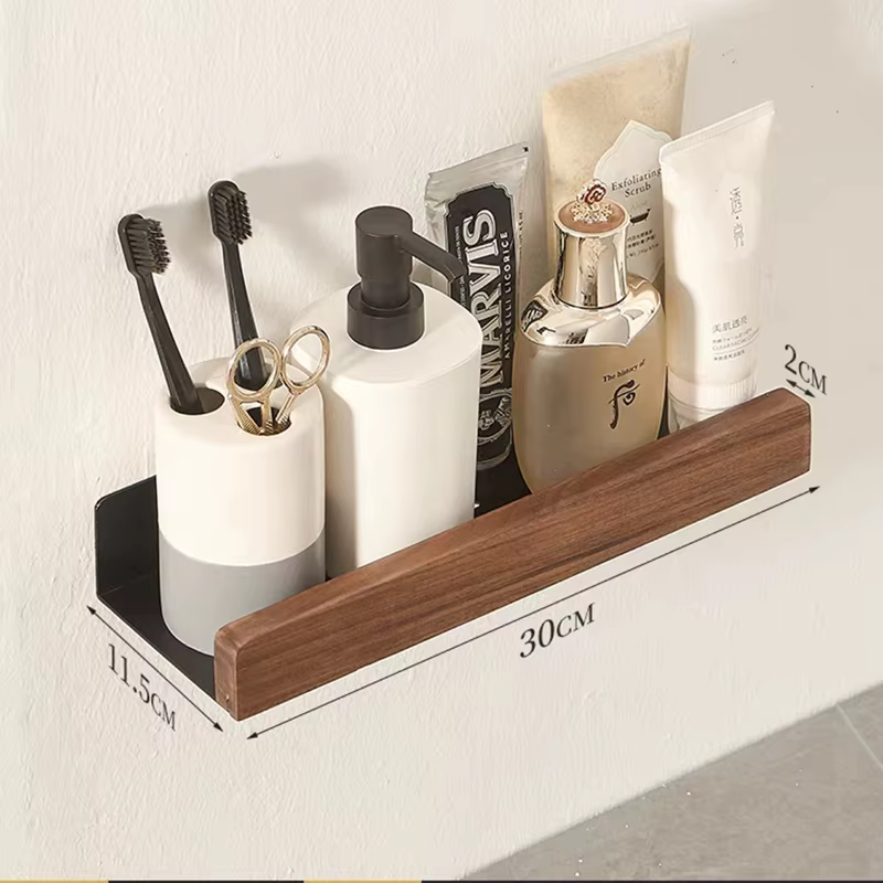 Étagère de salle de bain, organisateur de rangement de douche, étagères d'angle en bois massif, port