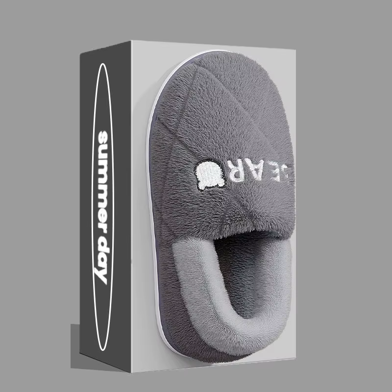 Pantoufles en fourrure pour hommes et femmes, chaussures en coton non ald, toboggans confortables, c