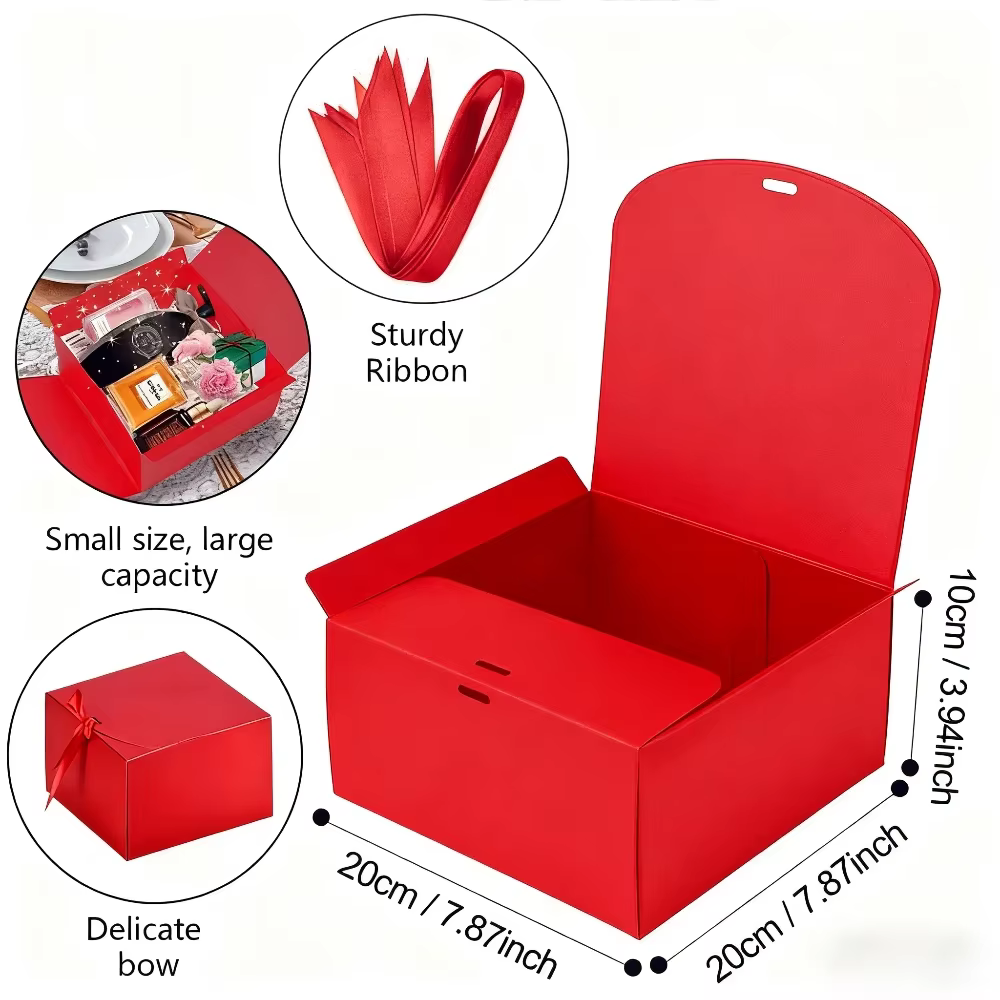 Coffret cadeau de noël, boîte d'emballage rouge, parfait pour les cadeaux de fête, la décoration de 