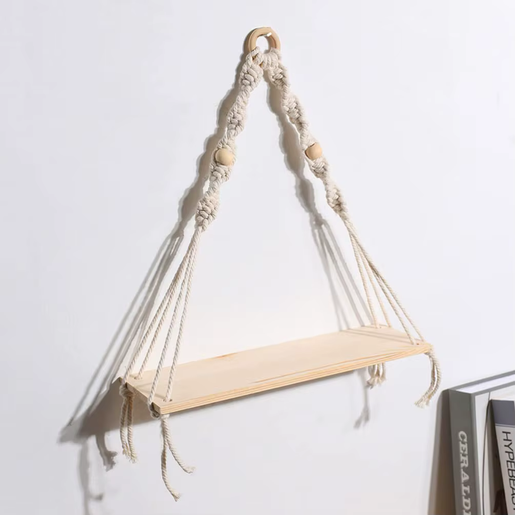 Étagère suspendue en macramé, décoration murale Boho pour chambre à coucher, 1 pièce, étagères flott