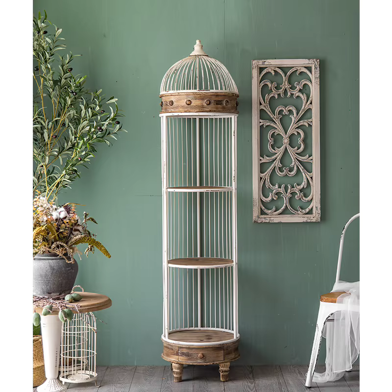 Présentoir de rangement de décoration d'angle de Salon en métal de sol Vintage européen étagère rétr
