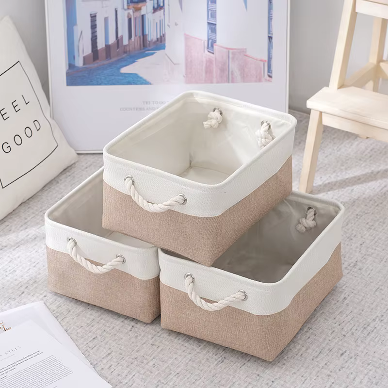Boîte de rangement pour vêtements en coton et lin, patchwork épaisedeva, sans couvercle, longue saco