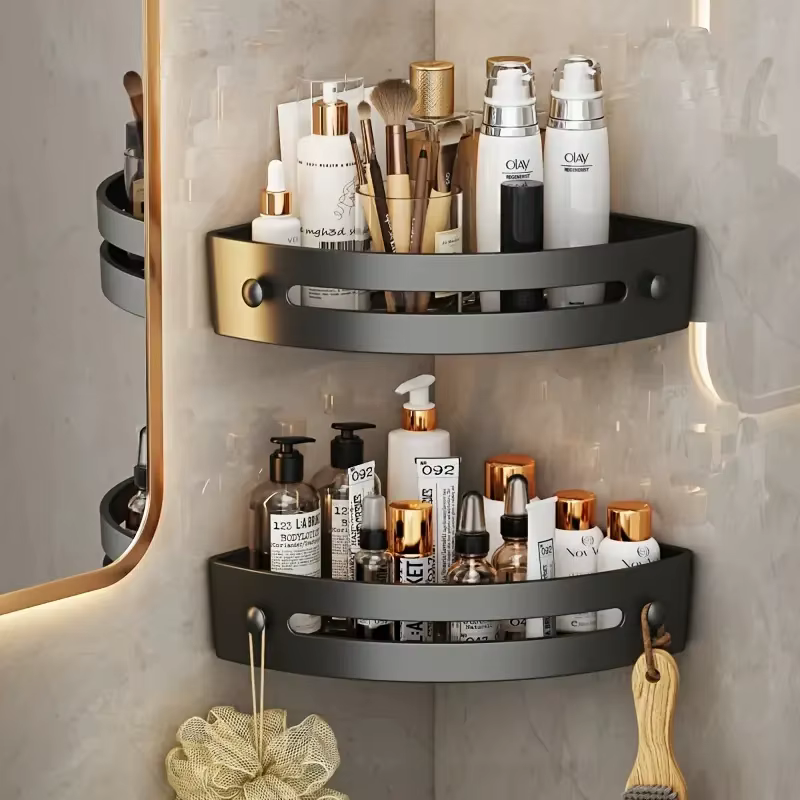 Étagères de salle de bain, 2 pièces, organisateur de rangement de cuisine, support de shampoing en p