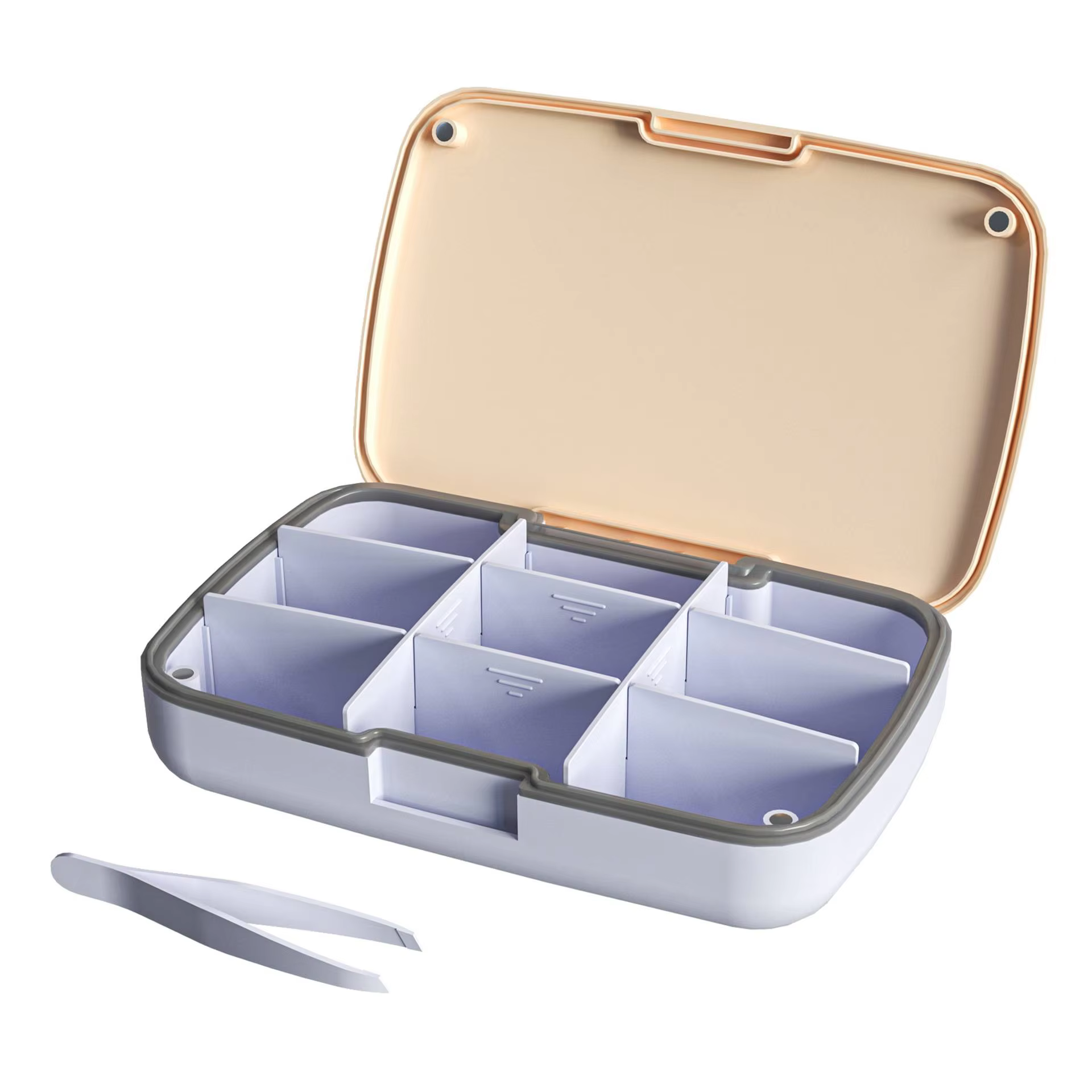 Boîte de rangement magnétique à couvercle avec 9 compartiments, boîte de rangement scellée, grande c
