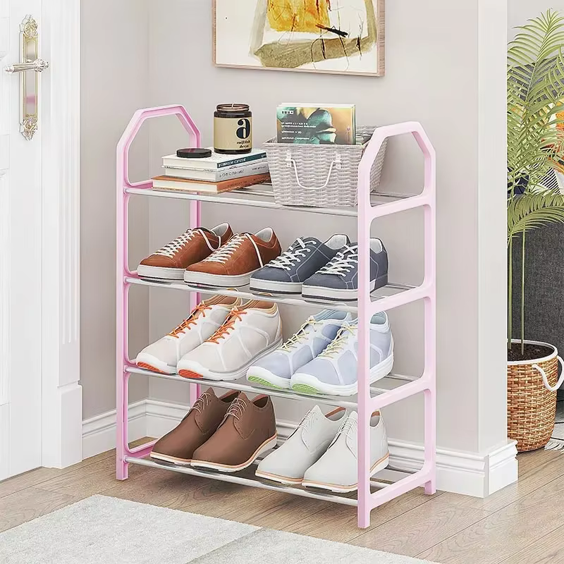 Meuble de rangement à chaussures DIY à 4 niveaux, organisateur multifonctionnel pour entrée, armoire