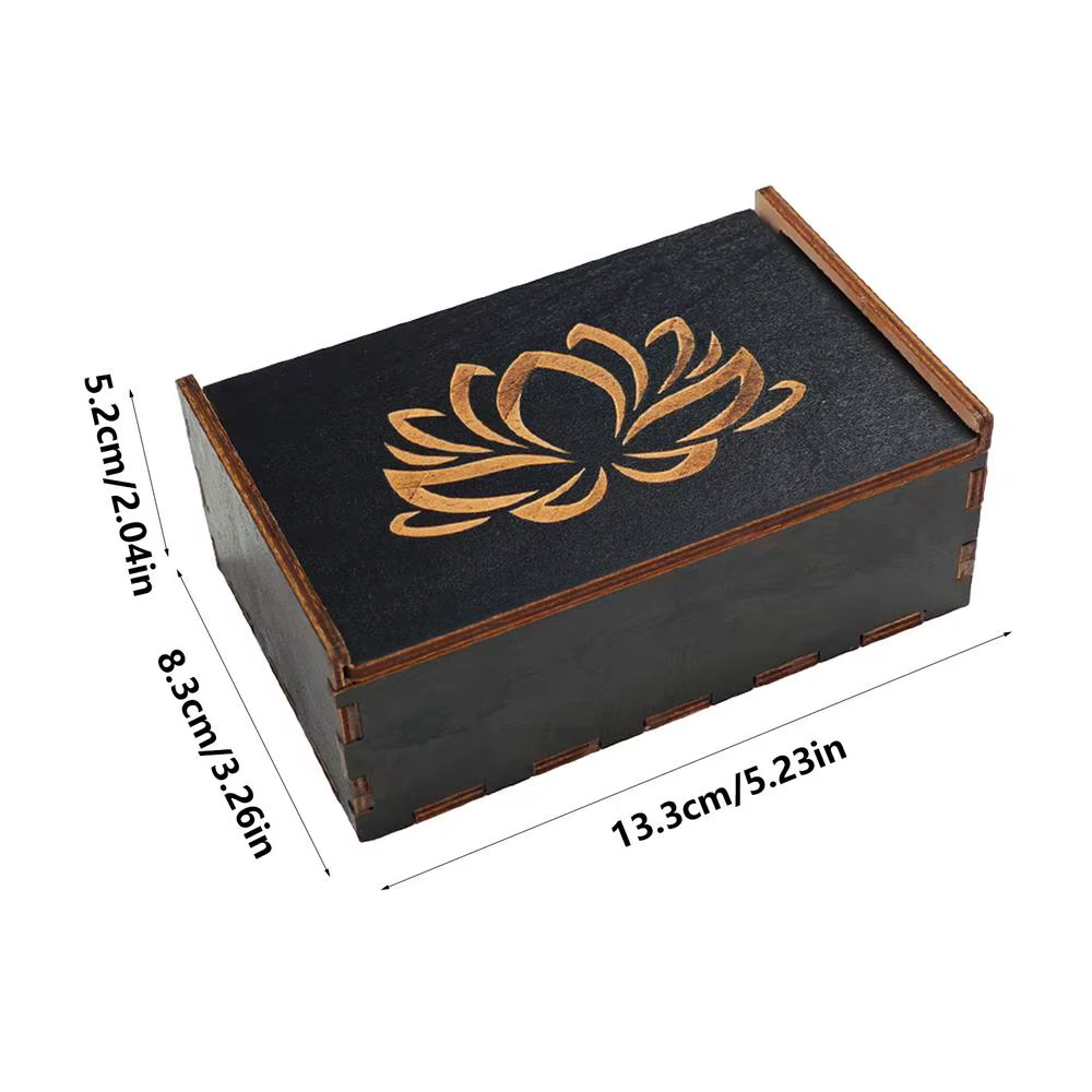 Boîte à bibelots vintage multifonctionnelle en bois, étui pour cartes de tarot, petite boîte à bijou