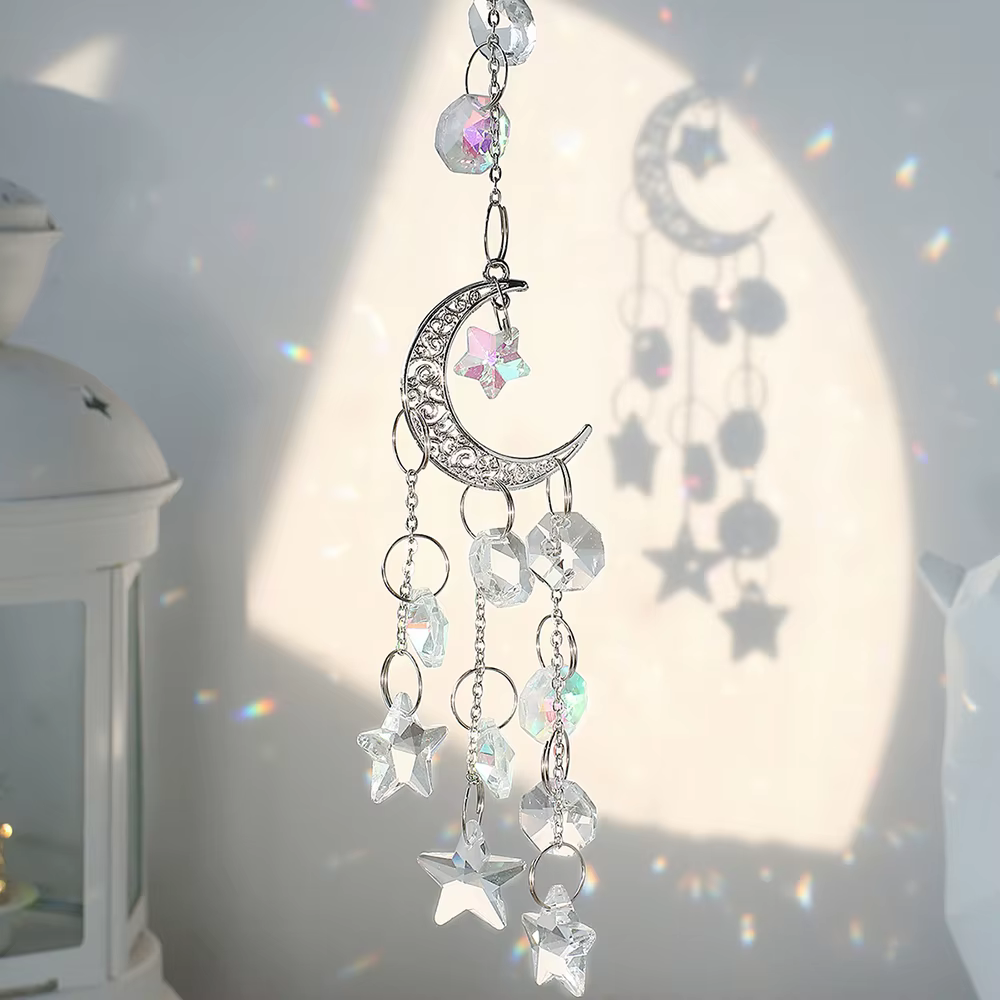 attrappe reve cristal carillon à vent deco maison attrape soleil lune capteur de soleil cristal deco