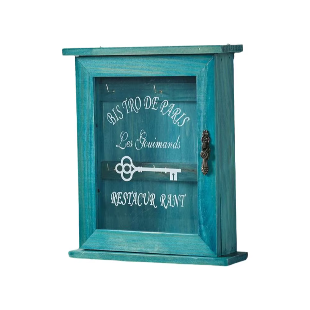 Organisateur d'entrée vintage, porte-clés rustique en bois à fixer au mur, boîte de rangement décora