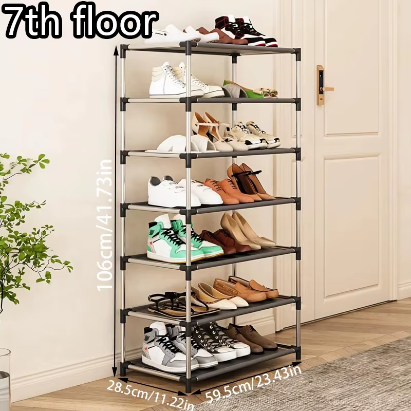 Armoire à chaussures simple domestique à 6/7 étages, en matériau métallique, utilisée pour ranger de