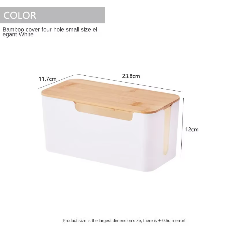 Boîte de rangement de câbles de bureau en bois, organisateur de gestion de fils de ligne électrique,