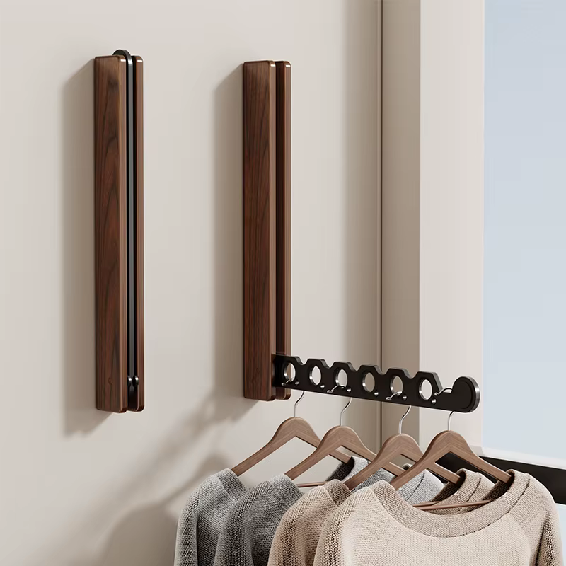 Cintre à vêtements en bois, support de séchage mural, conception pliable et organisateur de vêtement