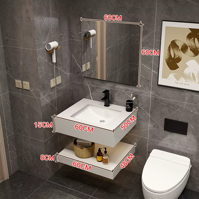 Réplique d'armoire de salle de bain minimaliste, organisateur de cosmétiques minimaliste, meuble de