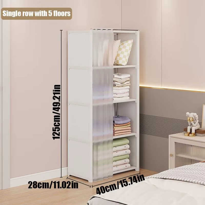 Rideau transparent anti-poussière indépendant à une ou deux rangées, 5/6 couches, pour armoire ouver