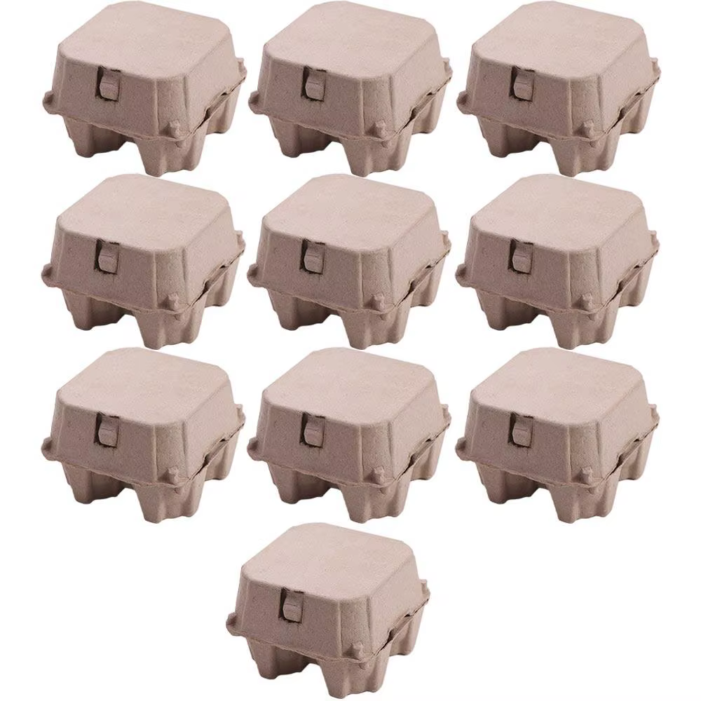 Lot de 10 boîtes à œufs créatives en pâte à papier à 4 compartiments, empilables et réutilisables, p