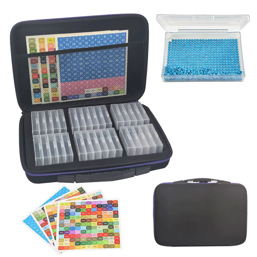 Boîtes de rangement pour peinture au diamant à 32/64 compartiments, organisateur 2-en-1 avec couverc