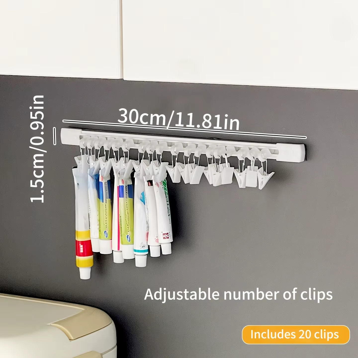 Étagère de rangement multifonctionnelle, design à roulettes avec 20 clips, organisateur de placard, 
