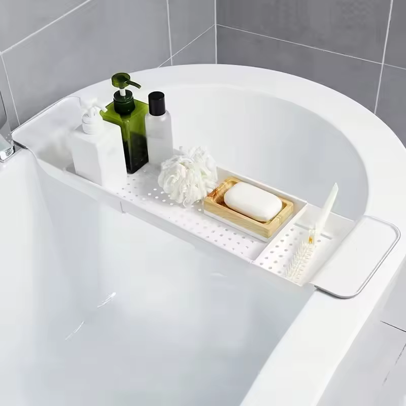 Étagère de baignoire extensible en bambou, panier de douche pour salle de bain, support de rangement