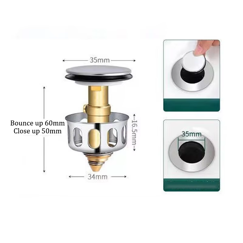 Drain de lavabo universel, Valve de filtre métallique, égouttoir Pop-up, bouchon de déchets, filtre 