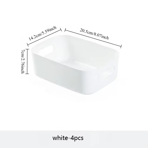 Bacs de rangement empilables en plastique, 4 pièces, organisateurs rectangulaires durables pour la c