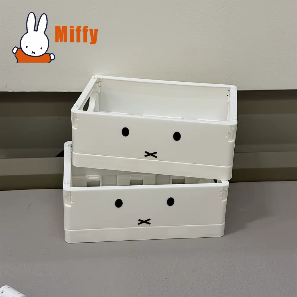 Boîte de rangement de bureau pliable Kawaii Miffy, mini organisateur pliable mignon, tiroir de range