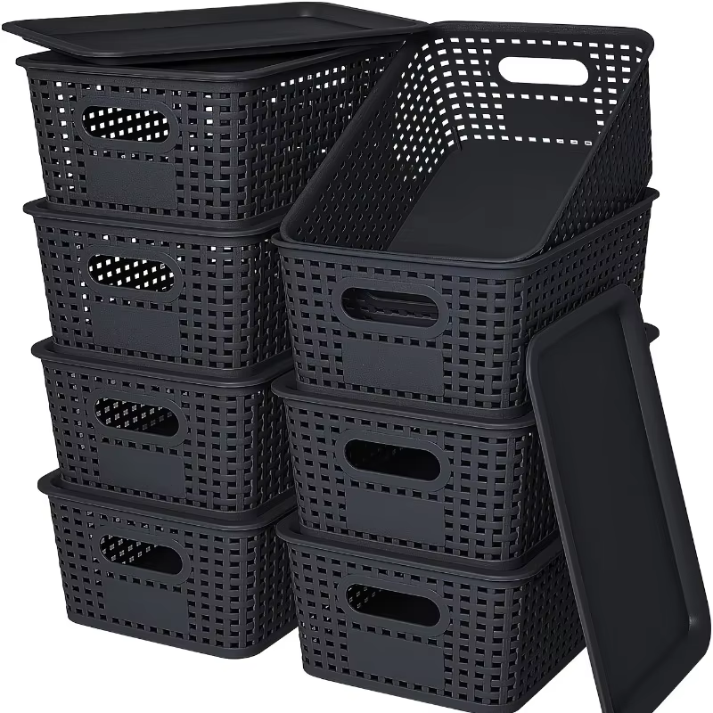 6 boîtes de rangement empilables avec couvercles, conteneurs organisateurs en plastique de 10,2x7,2x