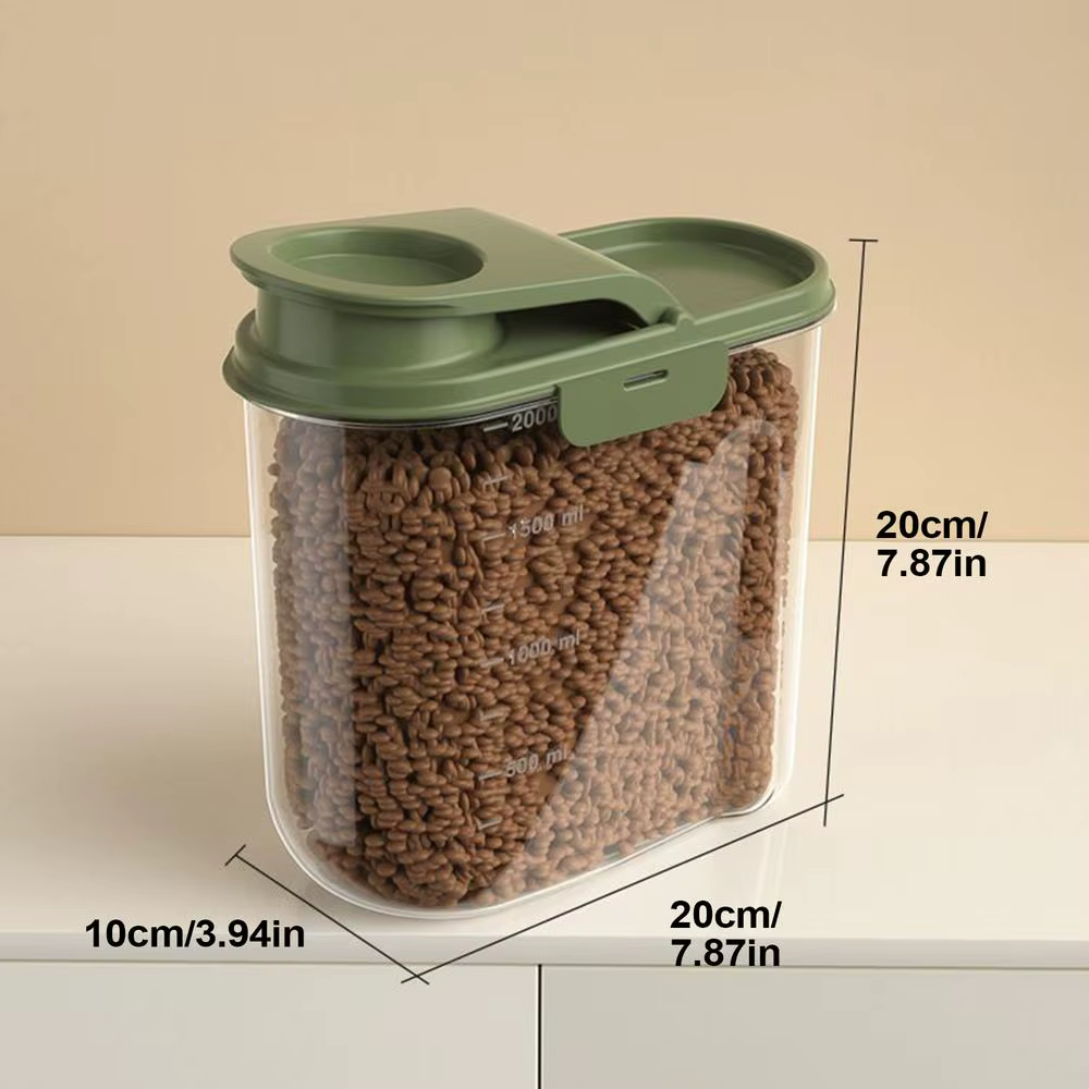 Conteneur hermétique de stockage des aliments pour chiens, 2l, Transparent, Anti-poussière, Anti-hum