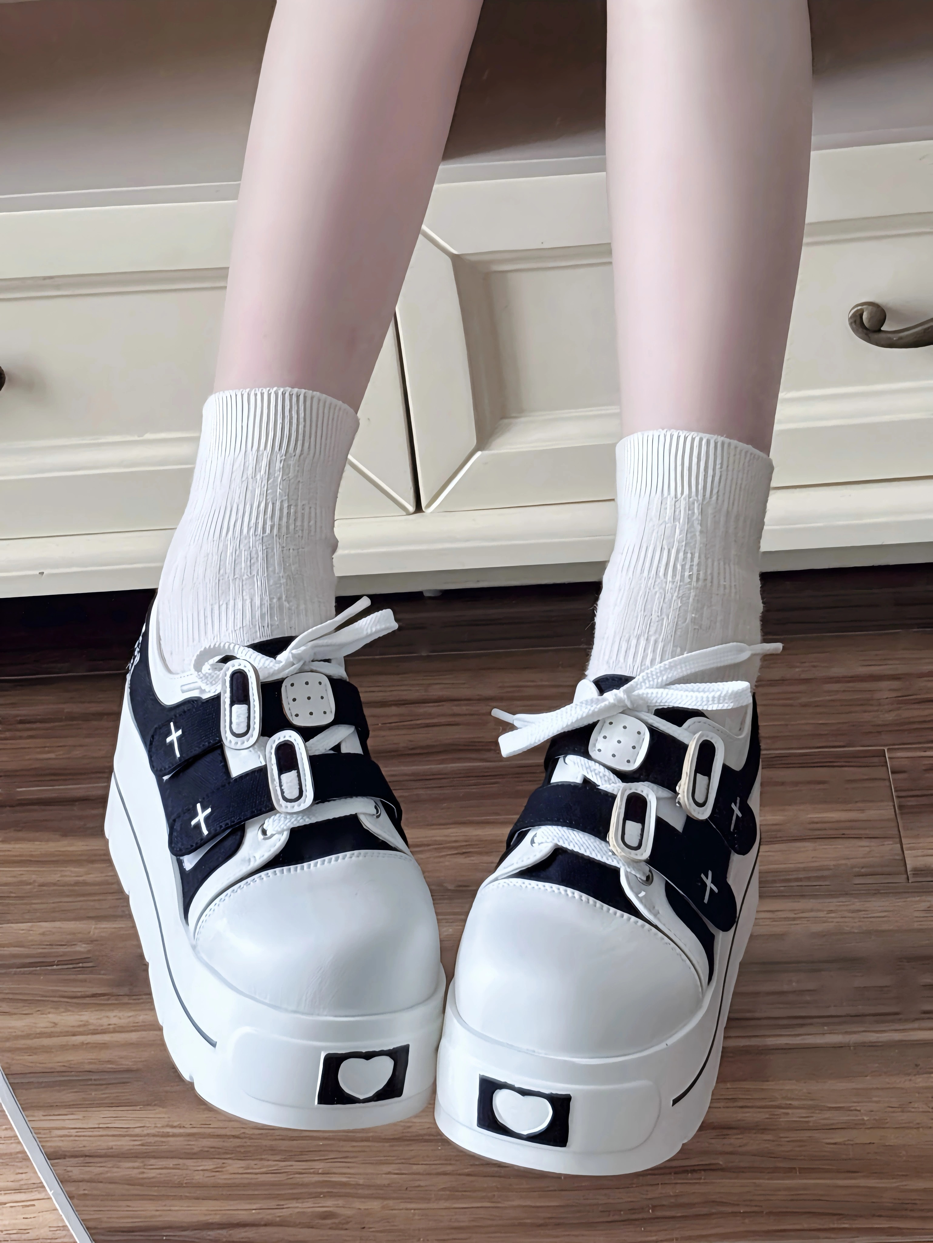 Ange bas sous-culture originale polyvalente fille chaussures en toile à semelles épaisses japonais d