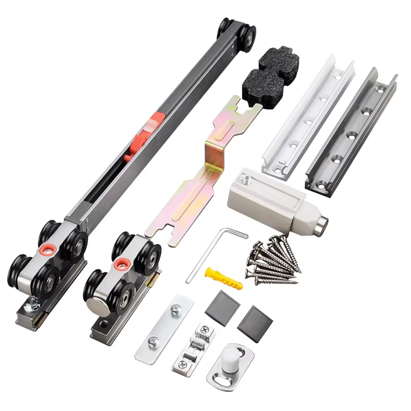 Rail de guidage invisible pour porte coulissante, avec amortisseur et poulie, kit complet de quincai