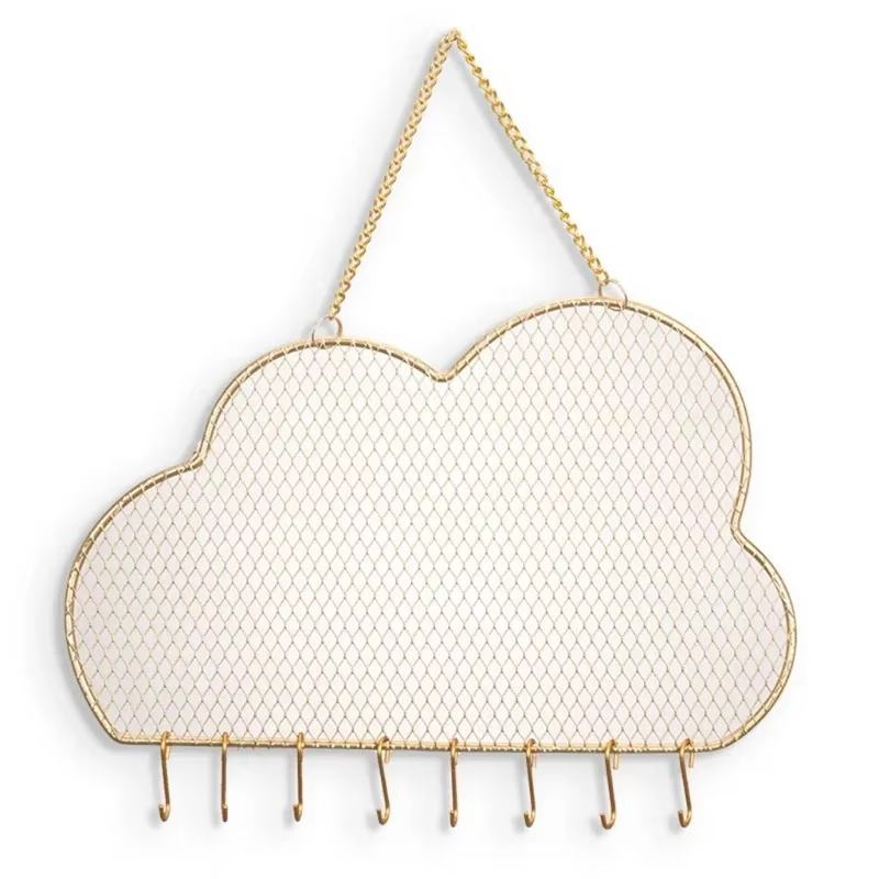 Organisateur de boucles d'oreilles en forme de nuages, crochets muraux en fer pour bijoux, collier, 
