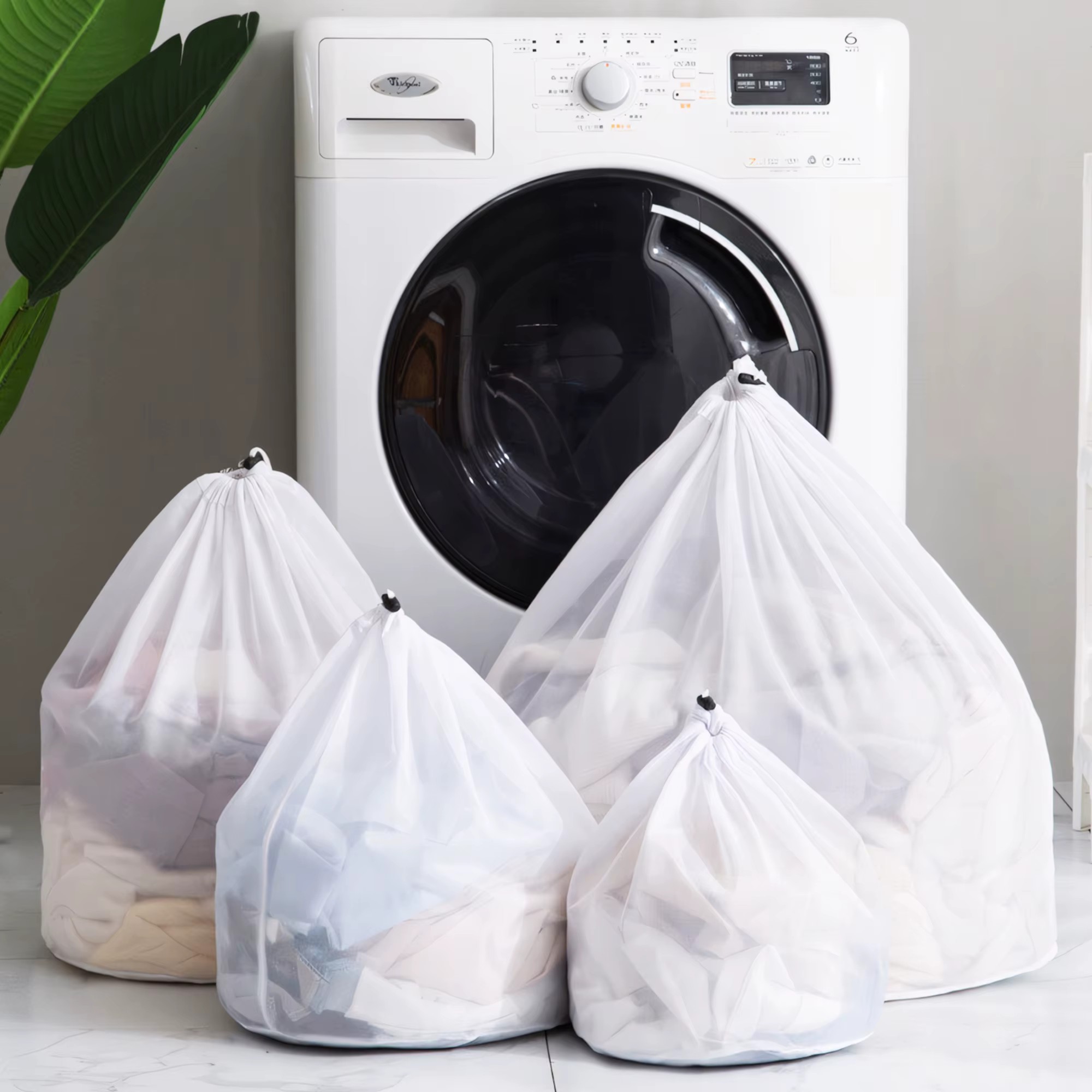 Sac à linge en maille – lavable en machine, pour voyage et linge, avec fermeture à cordon pour chemi