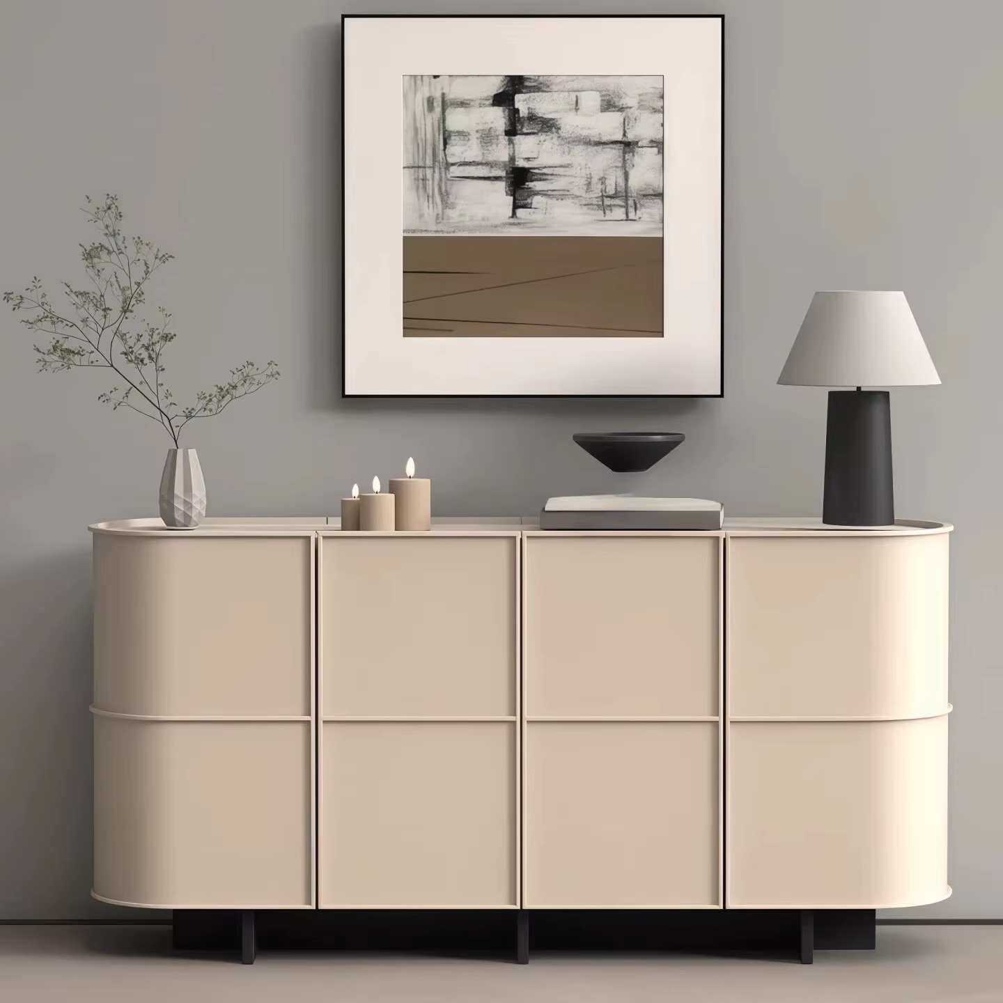 Meuble de rangement d'entrée, unité de rangement laquée italienne, buffet décoratif pour salon, pour