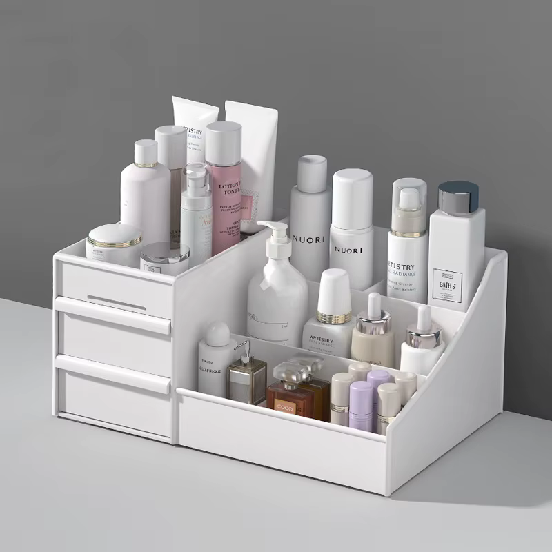 Boîte de rangement de cosmétiques à tiroir, gain de place, produits de soins de la peau, bureau, dor