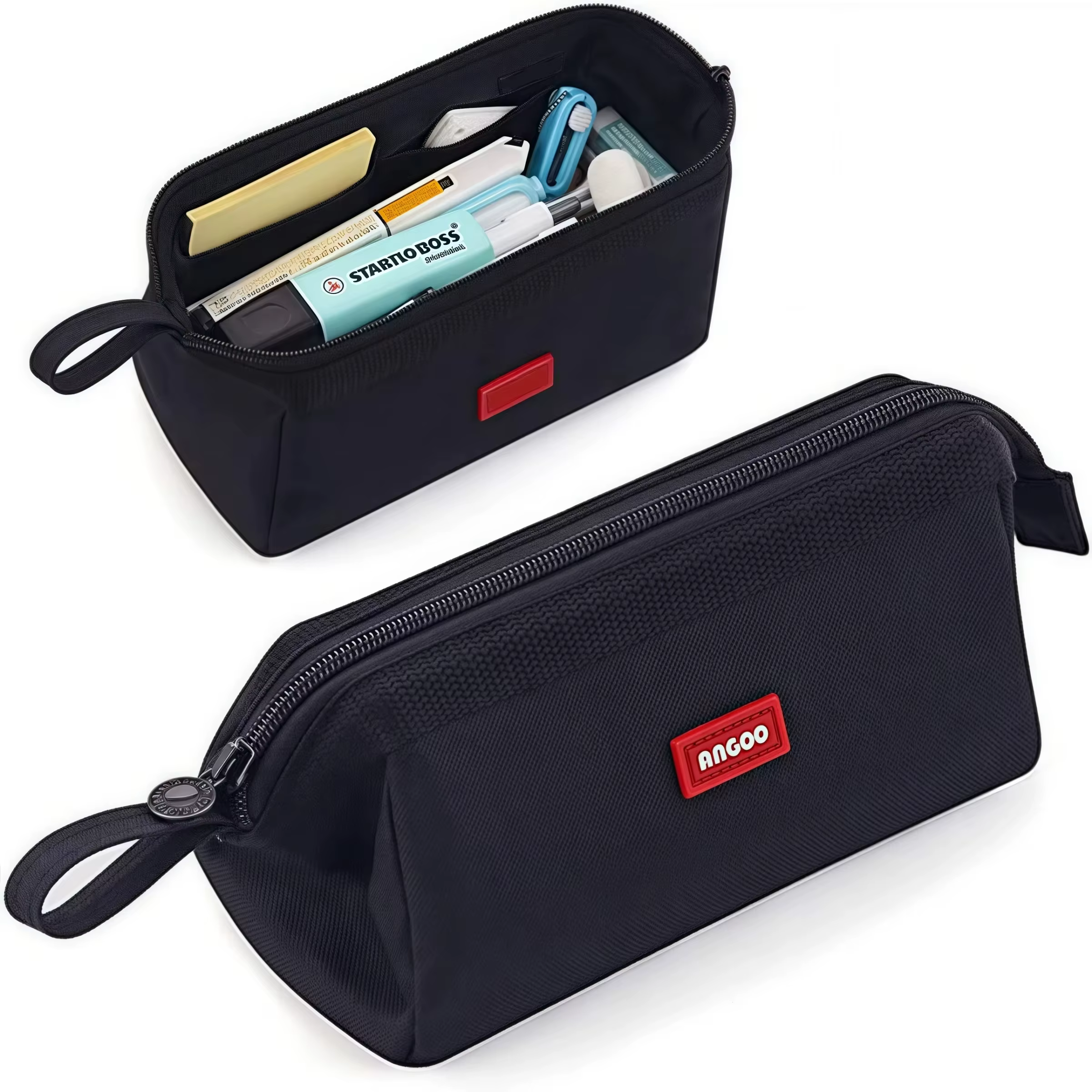 Trousse à crayons de grande capacité avec porte-stylo, étiquette minimaliste, rangement de papeterie