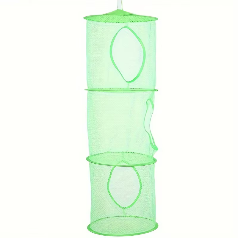 Panier à linge suspendu à 3 niveaux en maille de nylon, panier de rangement pour jouets, panier à li