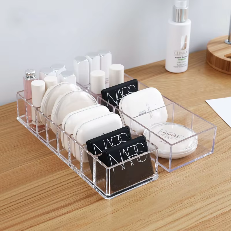 Boîte de rangement transparente en acrylique pour cosmétiques, porte-maquillage, organisateur de maq