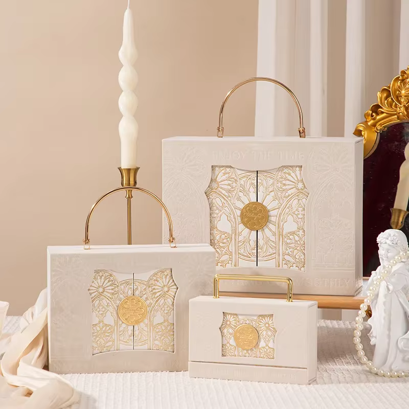 Coffret cadeau de mariage en daim baroque, boîte à cadeaux rabattable à double ouverture, boîtes à b
