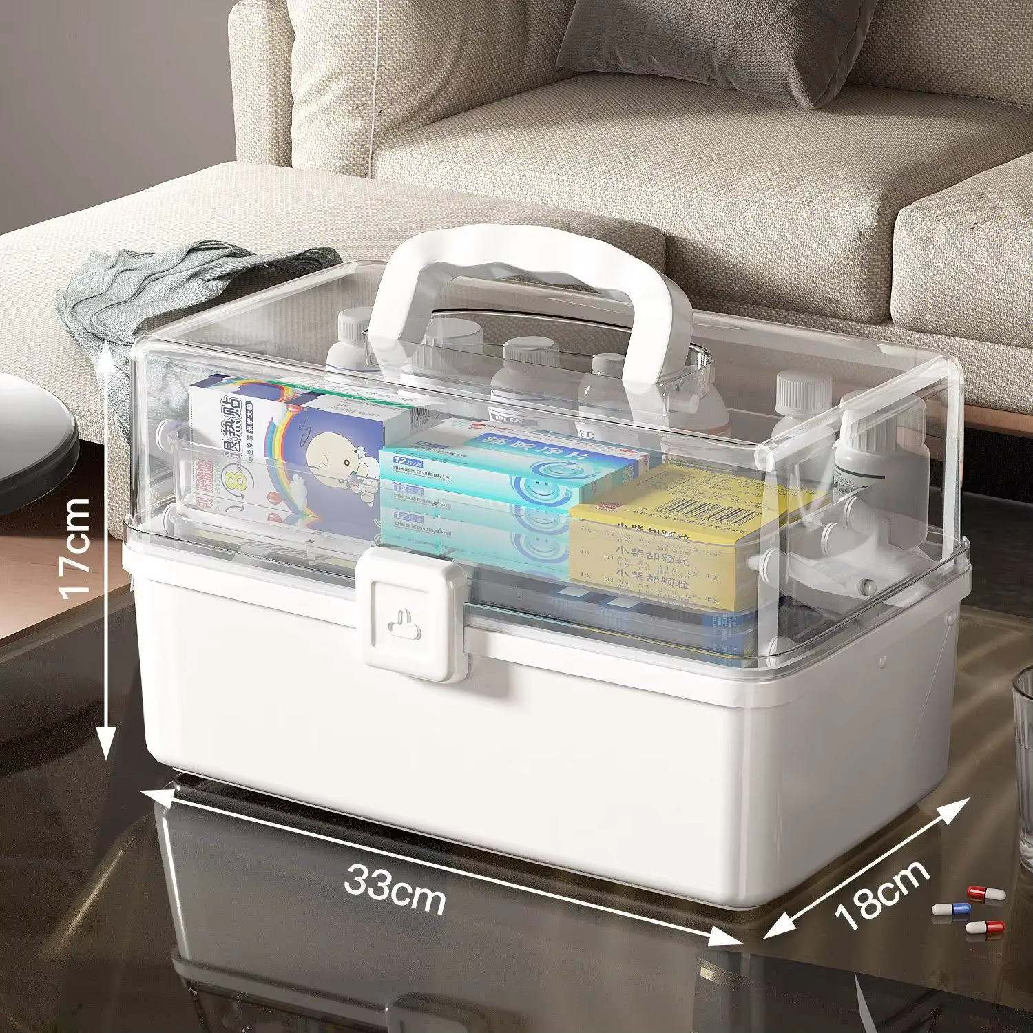 NOUVEAU Grand coffre de rangement domestique avec poignée, boîte à médicaments, boîte de rangement m