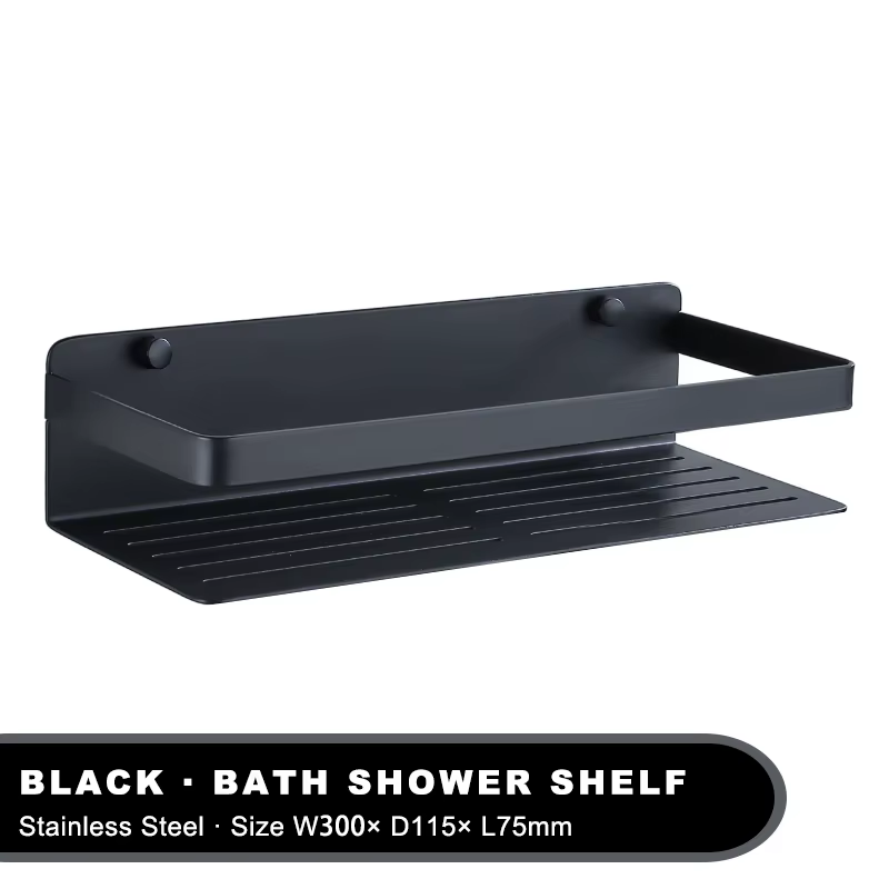 HOBlack-Étagères de douche en acier inoxydable, décoration murale, coin de toilette, accessoires de 