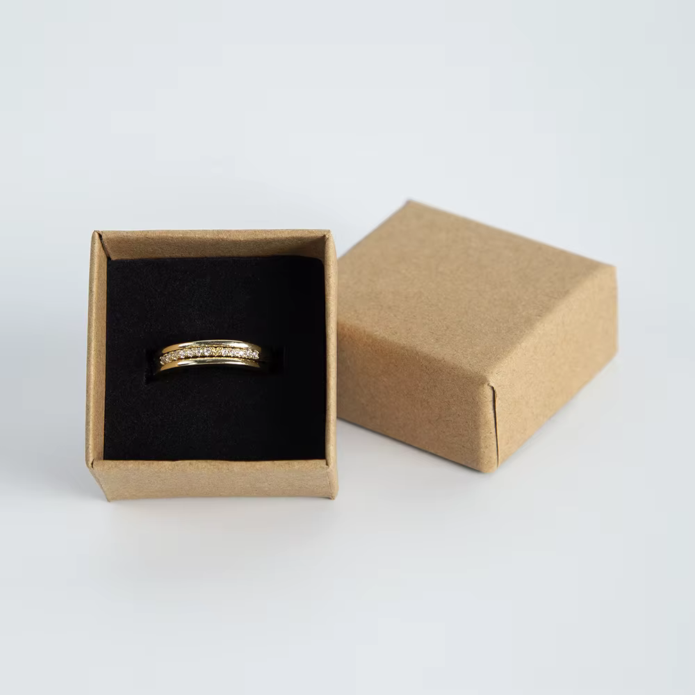 24 pièces 4x4x3cm bague bijoux Kraft boîte marron organisateur Carton carton voyage bijoux cadeau em