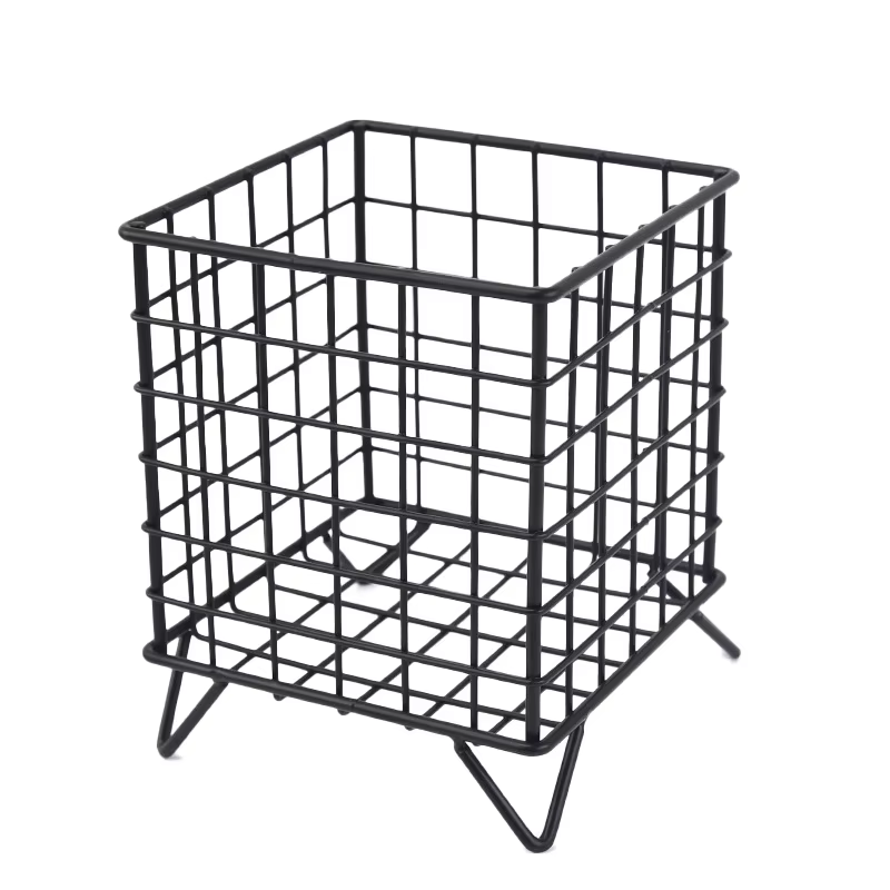 Panier de rangement multi-usages en fer pour bureau, cosmétiques, accessoires de bureau et fournitur