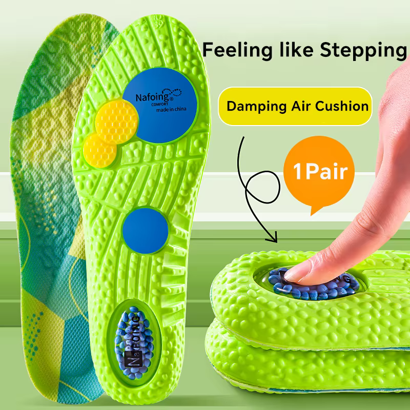 Semelles intérieures de Sport à Absorption des chocs, coussin d'air EVA vert, Support de voûte plant