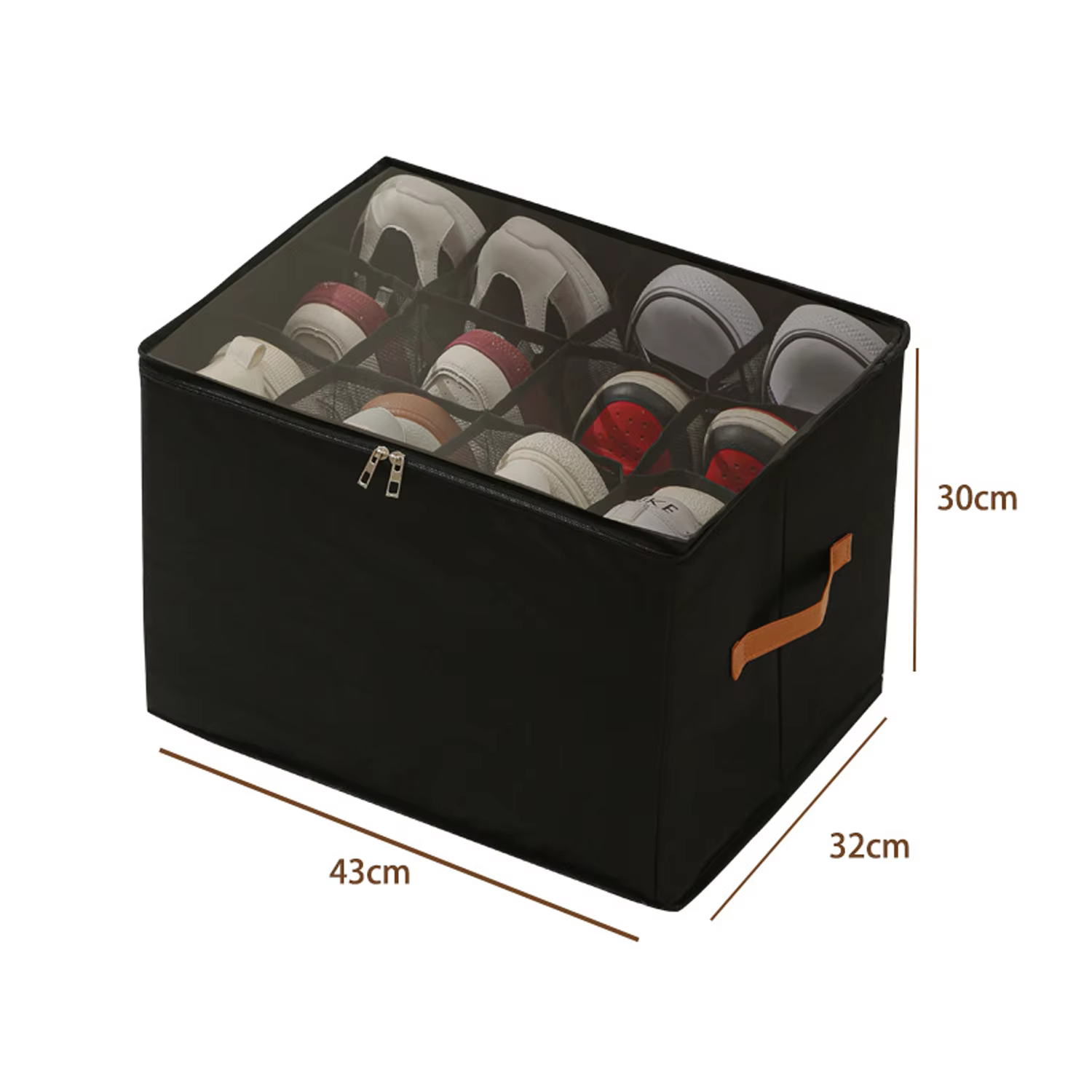 Organisateur de rangement pour chaussures, sac de rangement pliable en tissu avec poignées et couver
