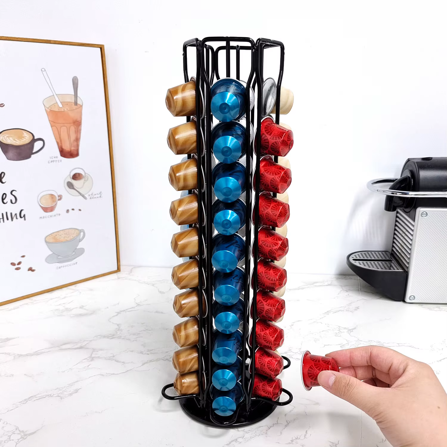Support pour capsules de café Nespresso, capacité de 60 capsules, support rotatif à 360 degrés, supp