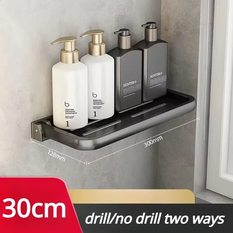 Étagères de salle de bain, étagère murale pliable pour salle de bain, étagère de douche en métal éta